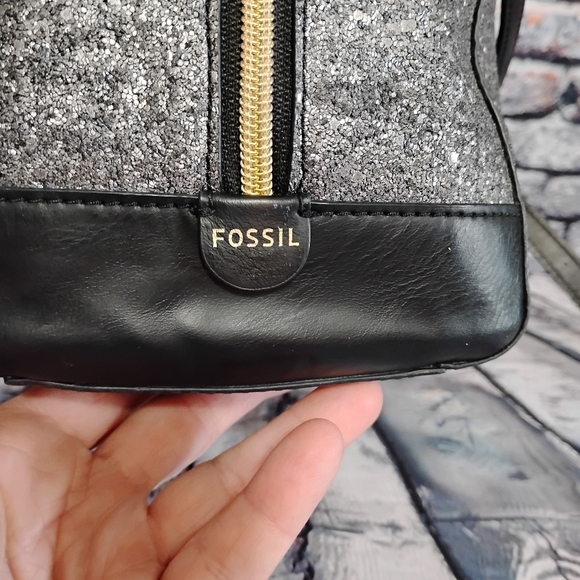 Fossil Sydney Satchel Crossbody Handbag Purse Sparkly Glitter  OBO - Picture 7 of 11